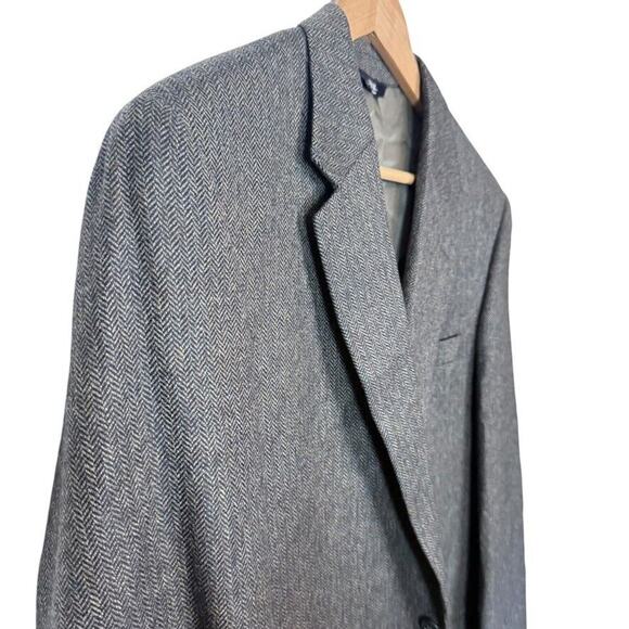 Jos A Bank Mens Herringbone Wool Olive Brown Suit Jacket Blazer 44XL Extra Long - Picture 4 of 16